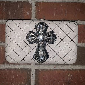 Rhinestone cross wallet